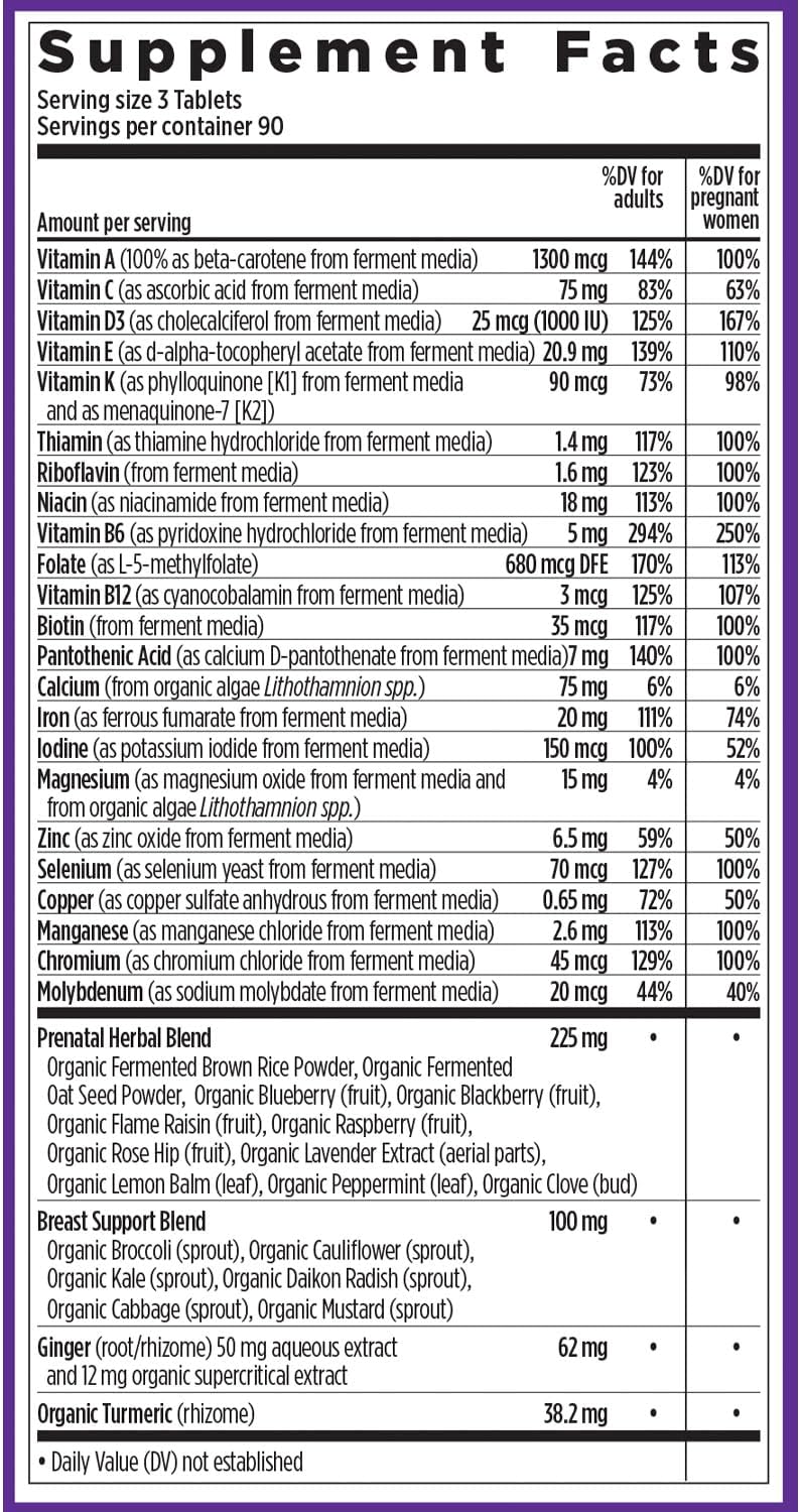 New Chapter Advanced Perfect Prenatal Vitamins – Methylfolate, Iron, Vitamin D3 & Ginger – Organic, Non-GMO, 270 Tablets