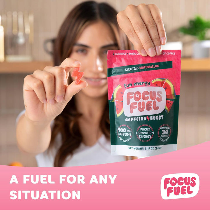 Energy Chews – Watermelon Flavor, 15 Servings, Natural Caffeine, L-Theanine, B12 & Magnesium – Sugar-Free, Portable Energy Supplement