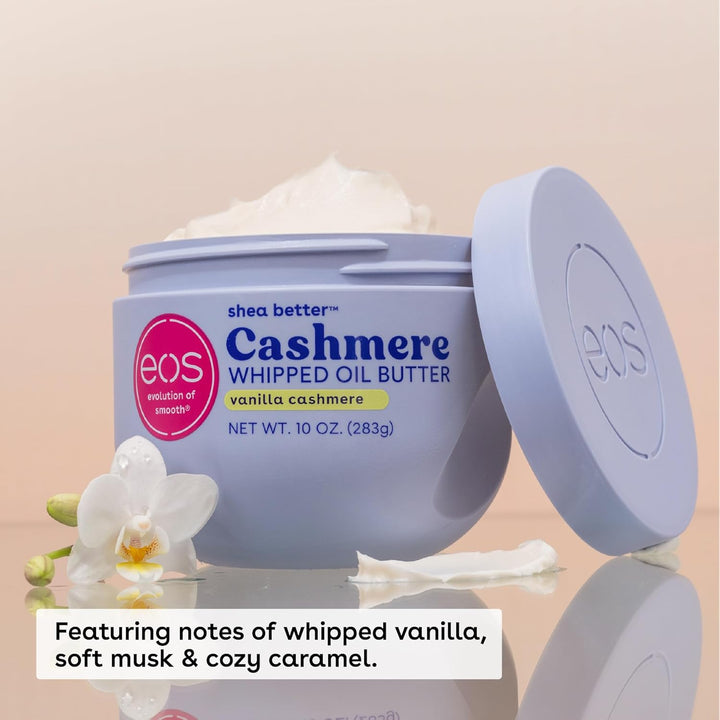 eos Cashmere Whipped Oil Body Butter – Vanilla Cashmere, 10oz | Deep Moisture for Dry Skin