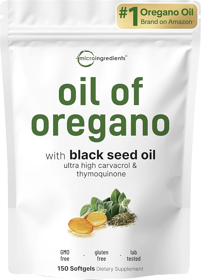 Micro Ingredients Oil of Oregano & Black Seed Oil Softgels | Plant-Based