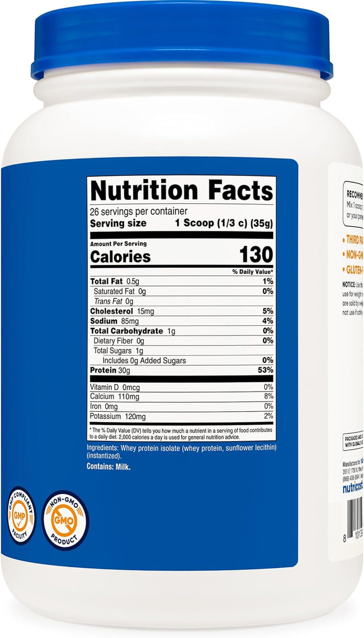 Nutricost Whey Protein Isolate, 2 lb, 25 Servings