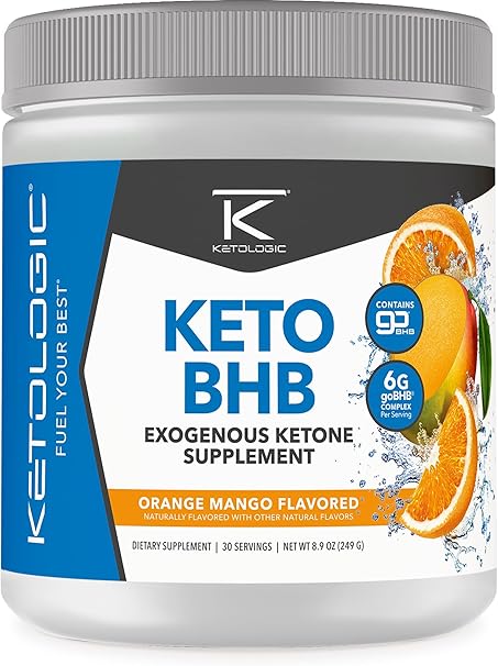 KetoLogic Keto BHB Powder – Exogenous Ketone Supplement with goBHB Salts – 30 Servings
