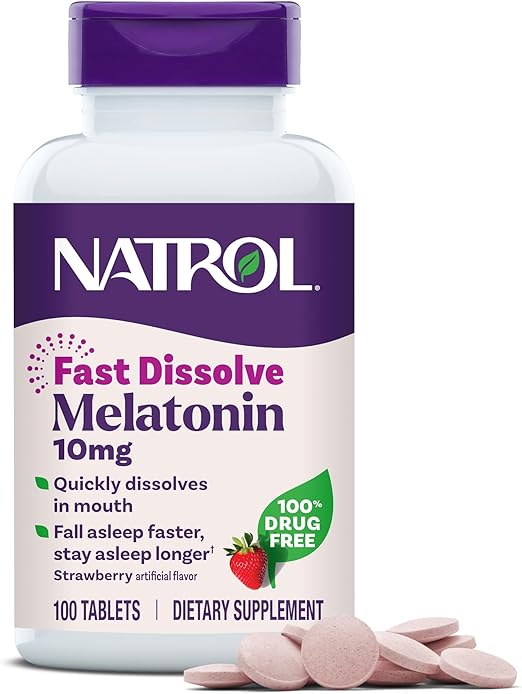 Natrol Melatonin 10mg Fast Dissolve Tablets – Strawberry Flavor – Vegetarian