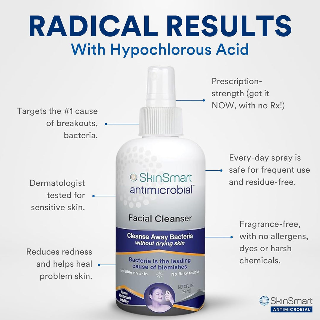SkinSmart Antimicrobial Facial Cleanser for Breakouts & Blemishes - 8oz