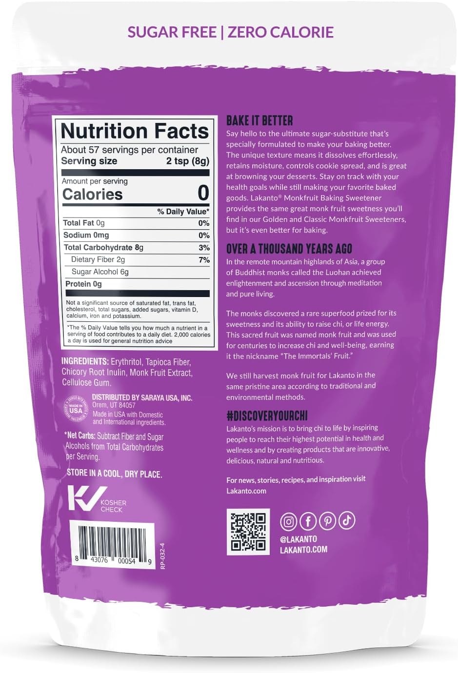 Lakanto Baking Sweetener, 1:1 Sugar Substitute - Bakes Like Sugar