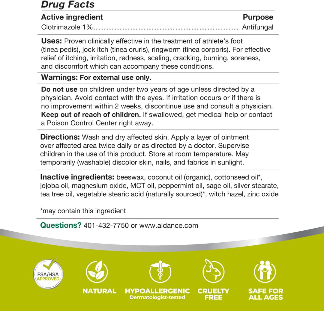 Drug facts label for a topical antifungal cream with active ingredient clotrimazole.