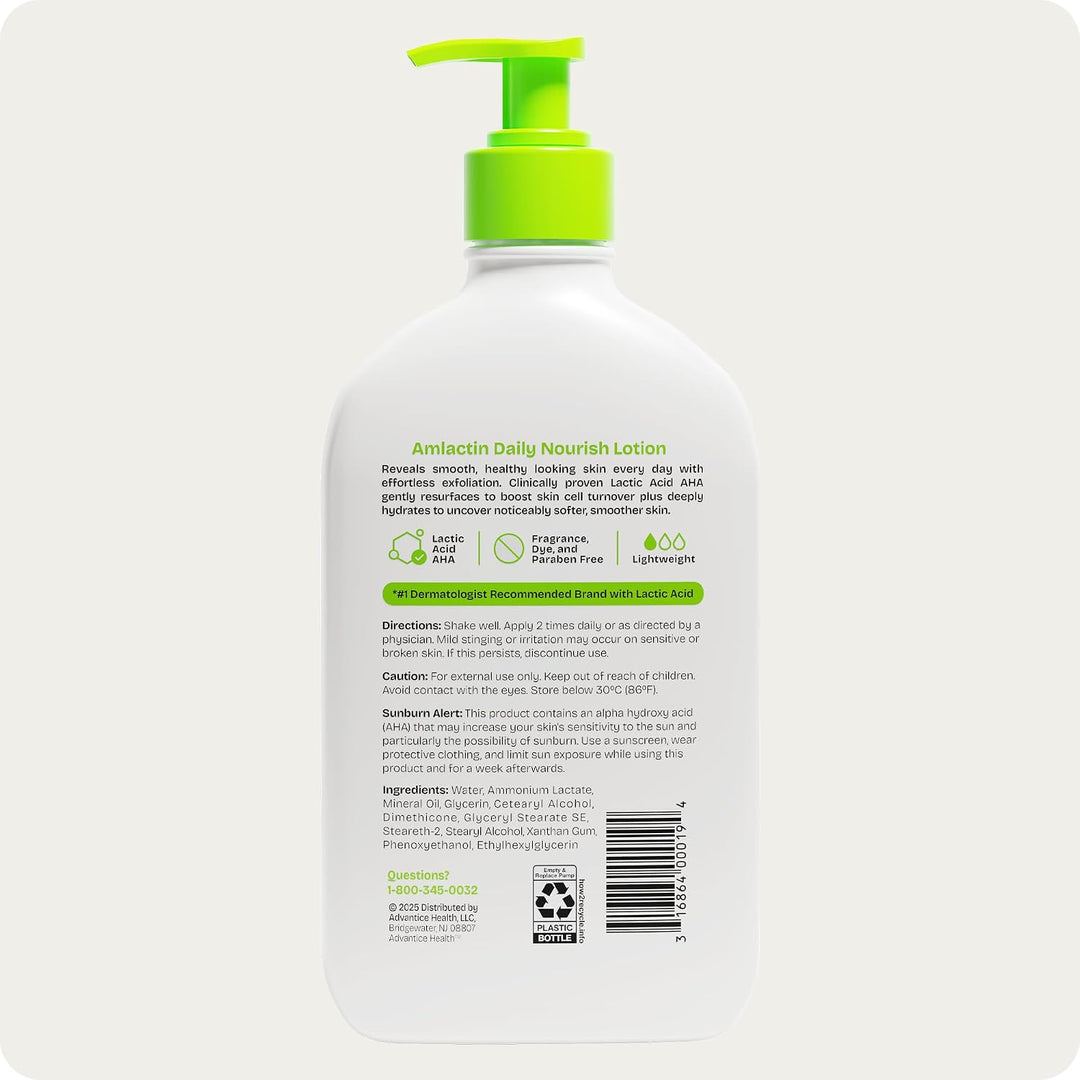 AmLactin Daily Nourish Exfoliating Body Lotion with 12% Lactic Acid, 14.1 oz