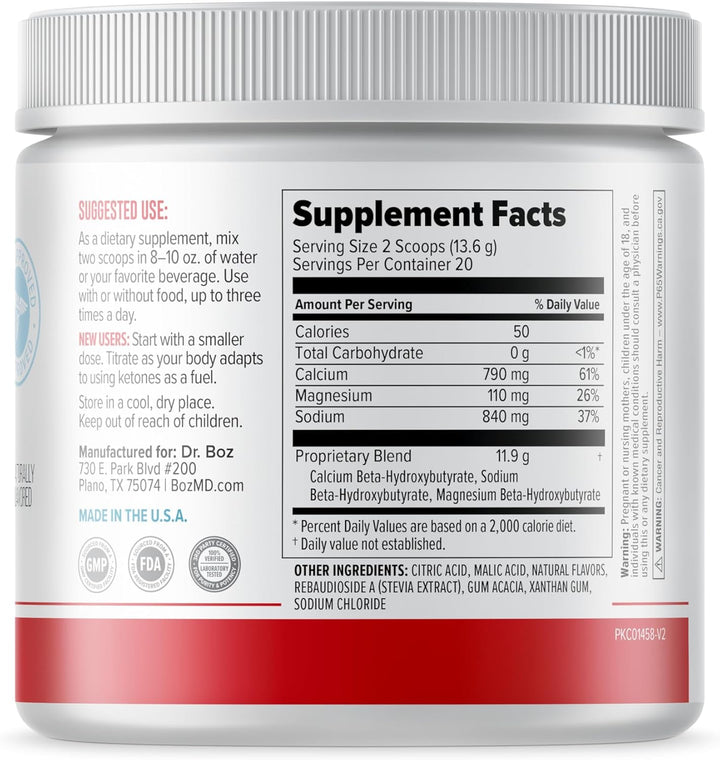 Dr. Boz – خليط مشروب BHB بنكهة عصير الليمون والتوت | 20 حصة | مسحوق منعش مستوحى من الكيتو | 272غ