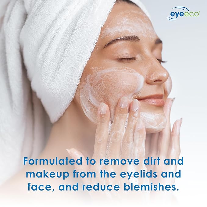 EYEECO Gentle Foaming Cleanser for Face & Eyelids – 47ml – With Tea Tree, Chamomile, Shea Butter
