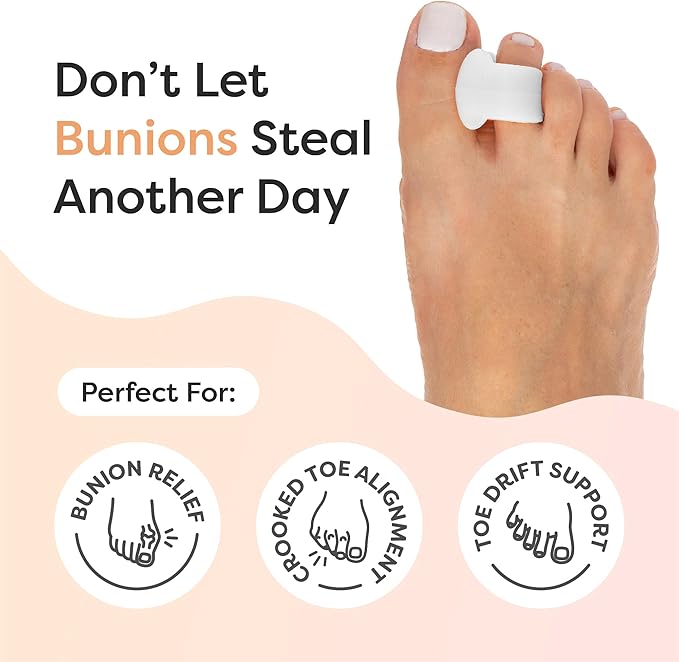 ZenToes Gel Toe Separators for Overlapping Toes & Bunions – Big Toe Alignment Corrector & Spacer – 4 Pack