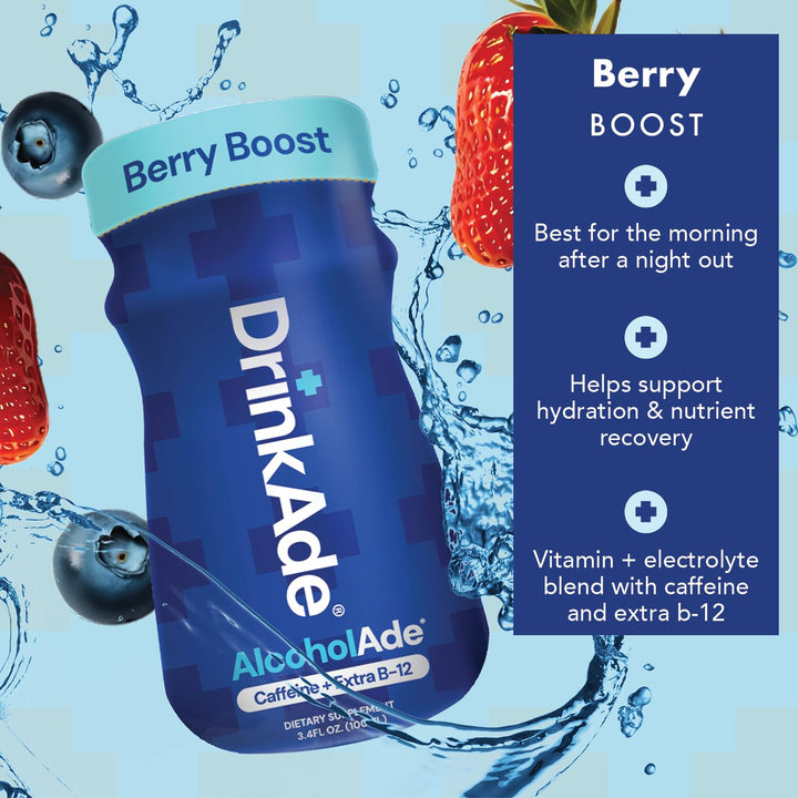 DrinkAde Boost – Hydration &Drinkade Energy Support Drink with Electrolytes, Green Tea & B Vitamins – Sugar-Free, Vegan – 6 Pack