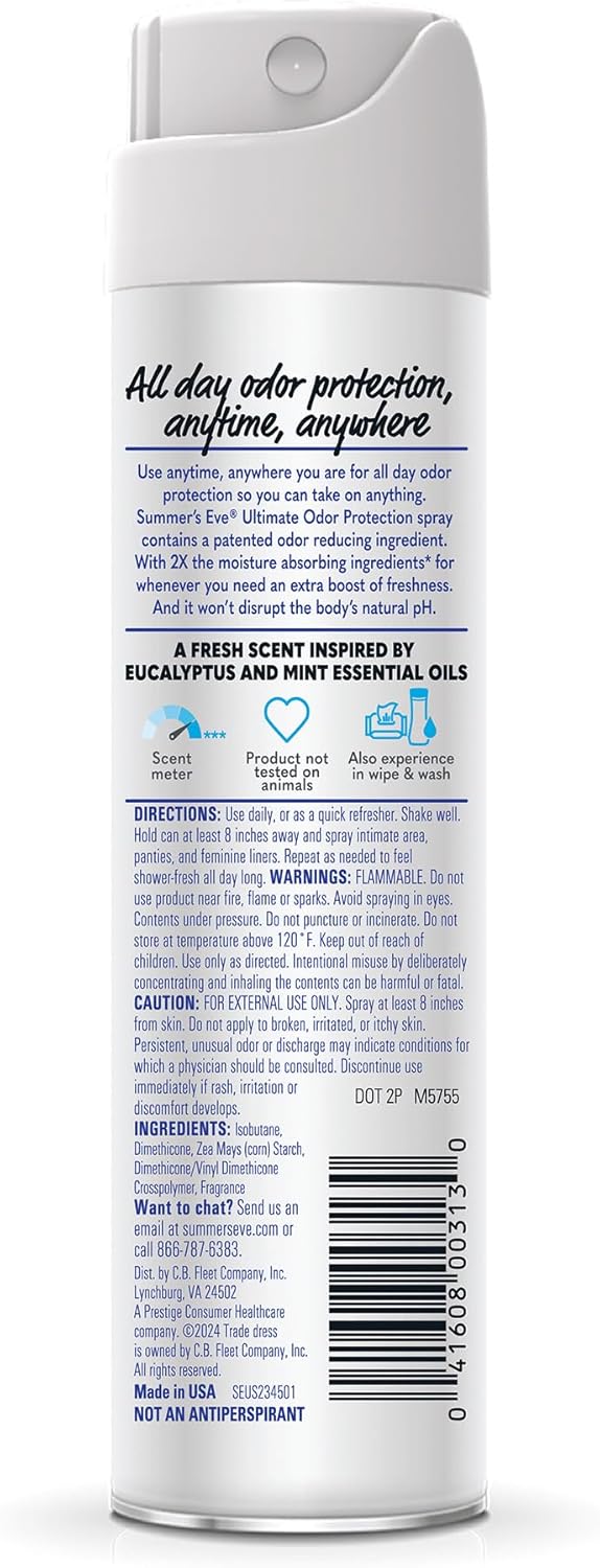Summer's Eve Ultimate Odor Control Daily Personal Care Spray - Talc-Free, 2 oz