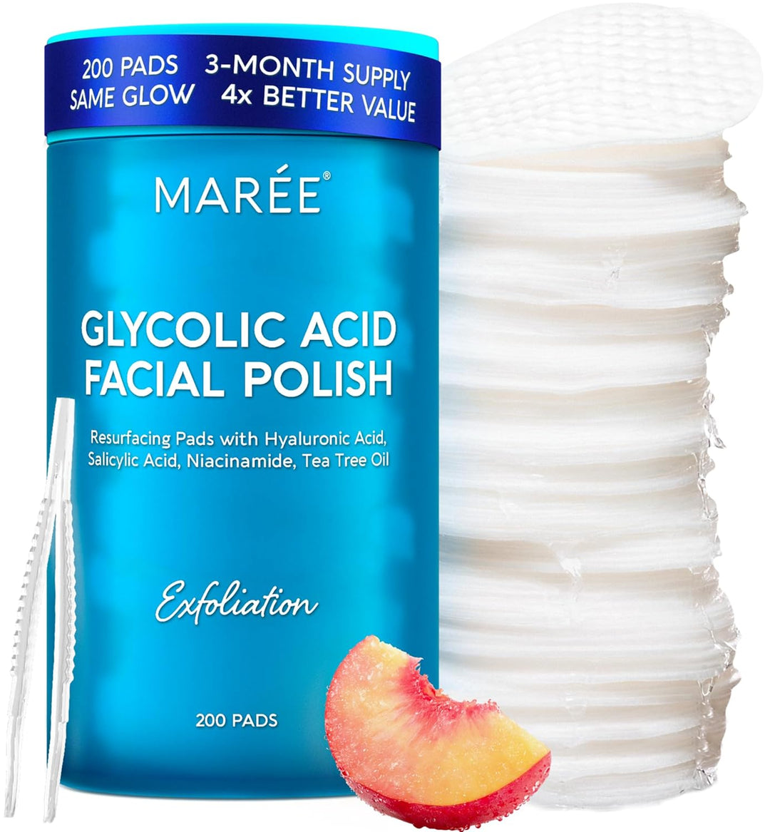 MAREE Glycolic Acid Toner Pads with Salicylic Acid – Exfoliating & Brightening Face Pads