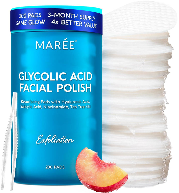 MAREE Glycolic Acid Toner Pads with Salicylic Acid – Exfoliating & Brightening Face Pads
