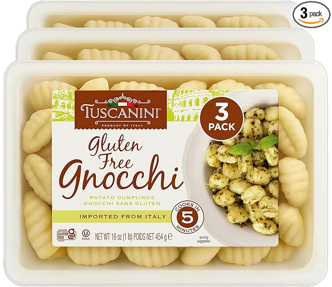 Tuscanini Gluten Free Potato Gnocchi  – Authentic Italian Pasta, Low Fat, Ready in Minutes
