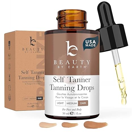 Beauty by Earth Self Tanning Drops - USA Made with Natural & Organic Ingredients