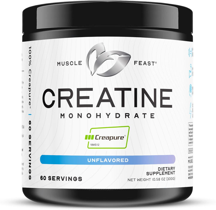 Muscle Feast Creapure Creatine Monohydrate – 99.9% Pure German Creatine, Unflavored, 60 Servings