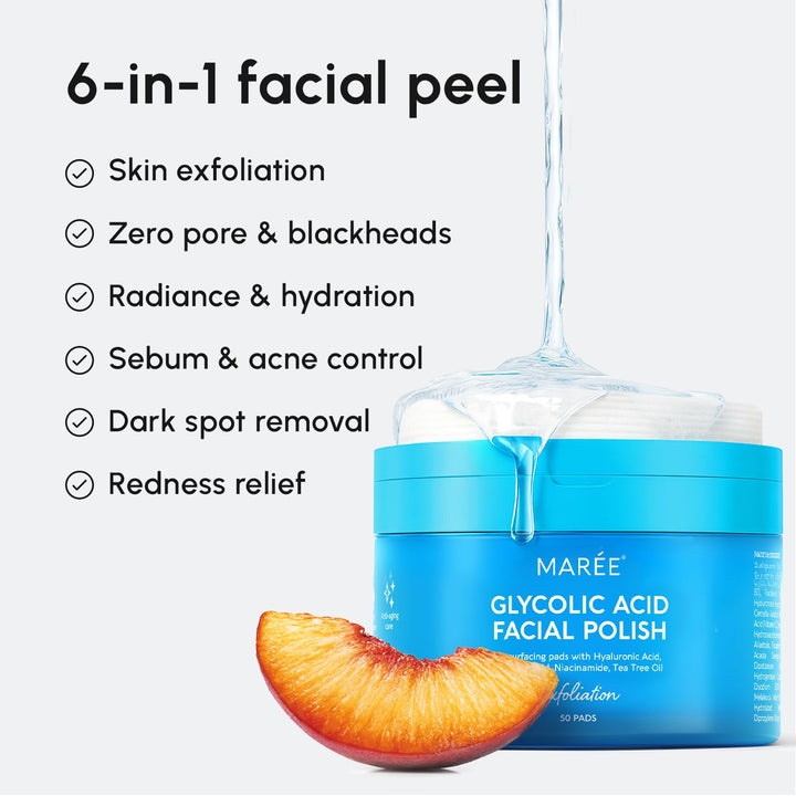 MAREE Glycolic Acid Toner Pads with Salicylic Acid – Exfoliating & Brightening Face Pads