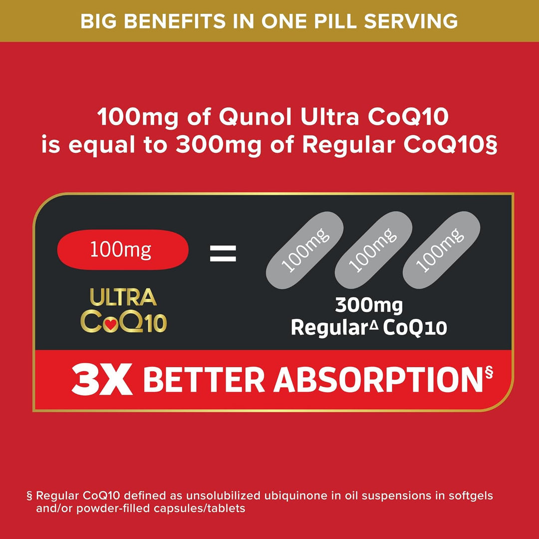 Qunol Ultra CoQ10 100mg for Heart Health & Energy Production, 90 Softgels