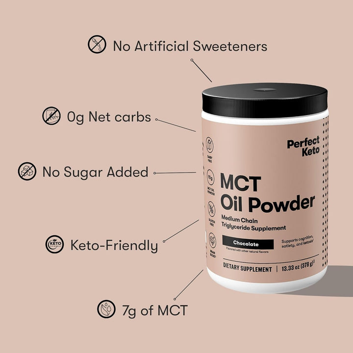 Perfect Keto MCT Oil Powder Dairy-Free Keto Coffee Creamer Gluten-Free Powder for Smoothies, Shakes & Low-Carb Recipes – 30 Servings