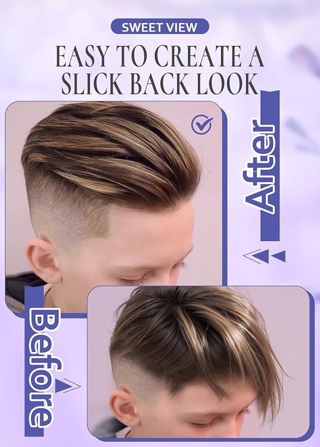 Hair Wax Stick & Slick Back Hair Brush for Tame Flyaways, Frizz, Sleek Ponytail, Buns | Pomade/Balm/Gel Stick for Woman, Styling Accessories for Girls, Kids