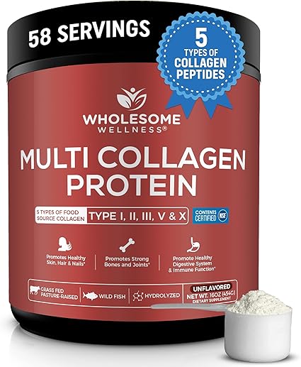 Wholesome Wellness Multi Collagen Protein Powder (Types I, II, III, V & X), 58 Servings