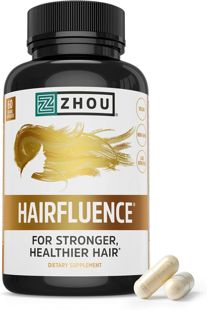 Zhou Hairfluence Hair Growth Vitamins 60 Veg Capsules | Hair Skin & Nails Supplement