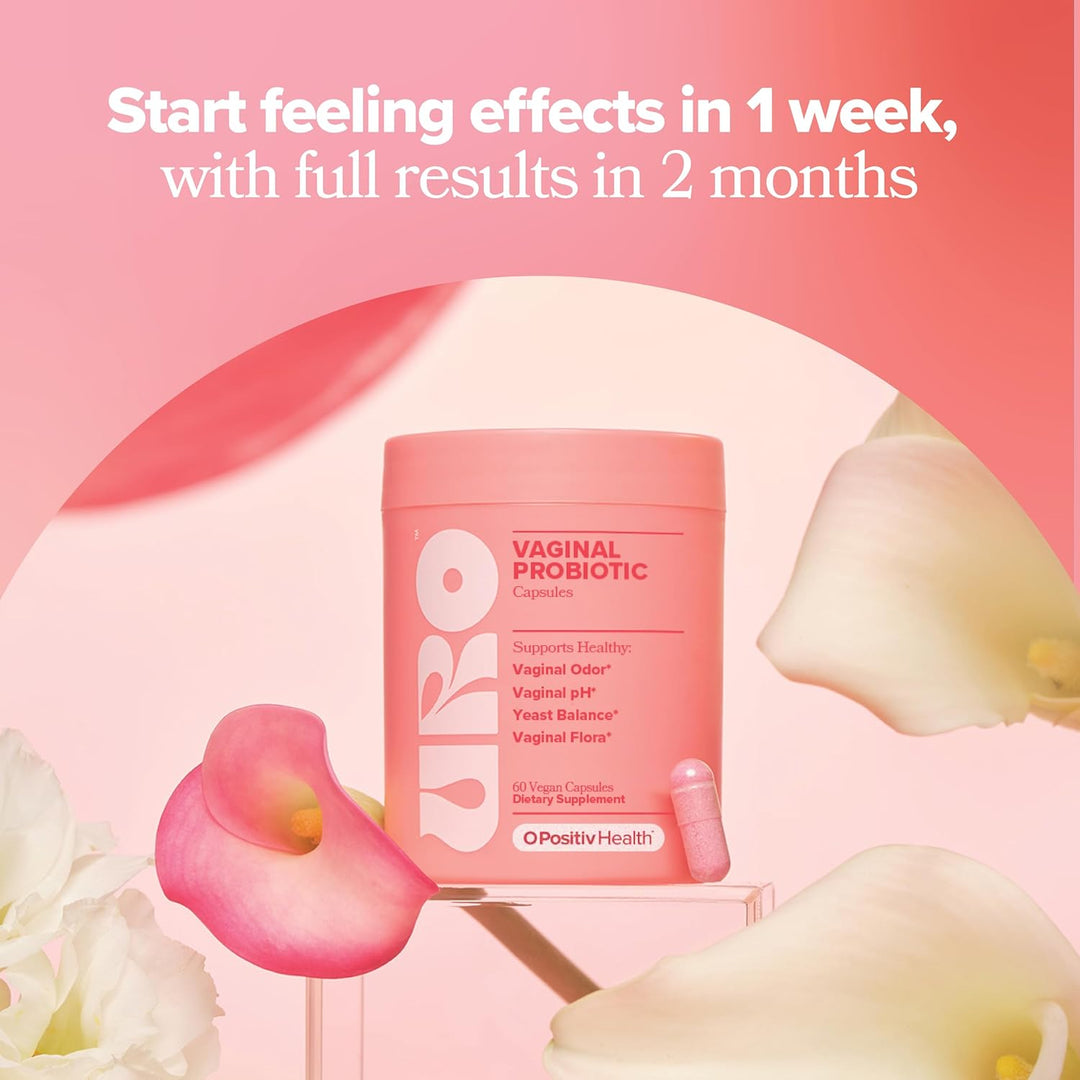 O Positiv URO Vaginal Probiotics for Women pH Balance with Prebiotics & Lactobacillus Probiotic Blend - Vaginal Health Supplement - Promote Healthy Vaginal Odor & Vaginal Flora, 60 Count