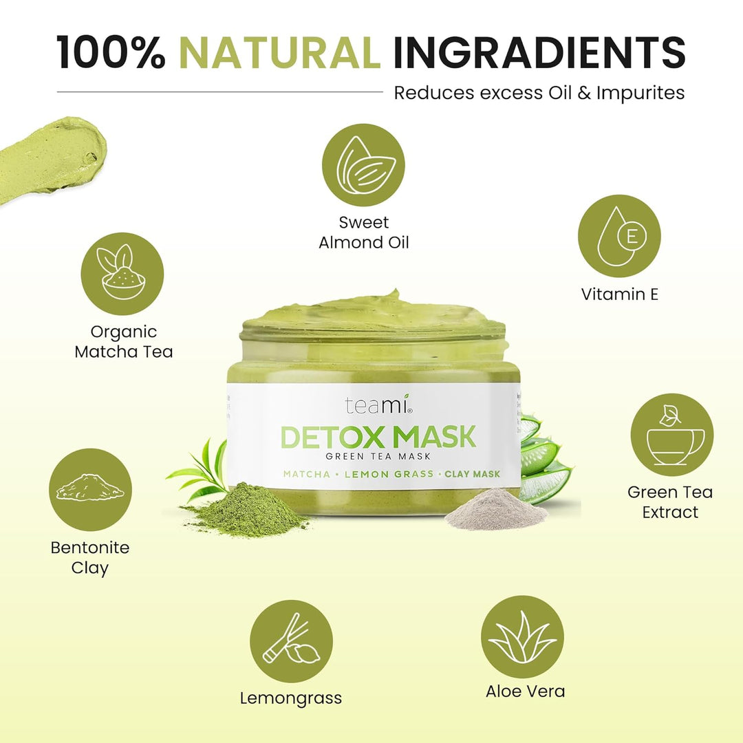 Teami Detox Green Tea Face Mask | Hydrating & Purifying Clay Mask for All Skin Types | 100ml