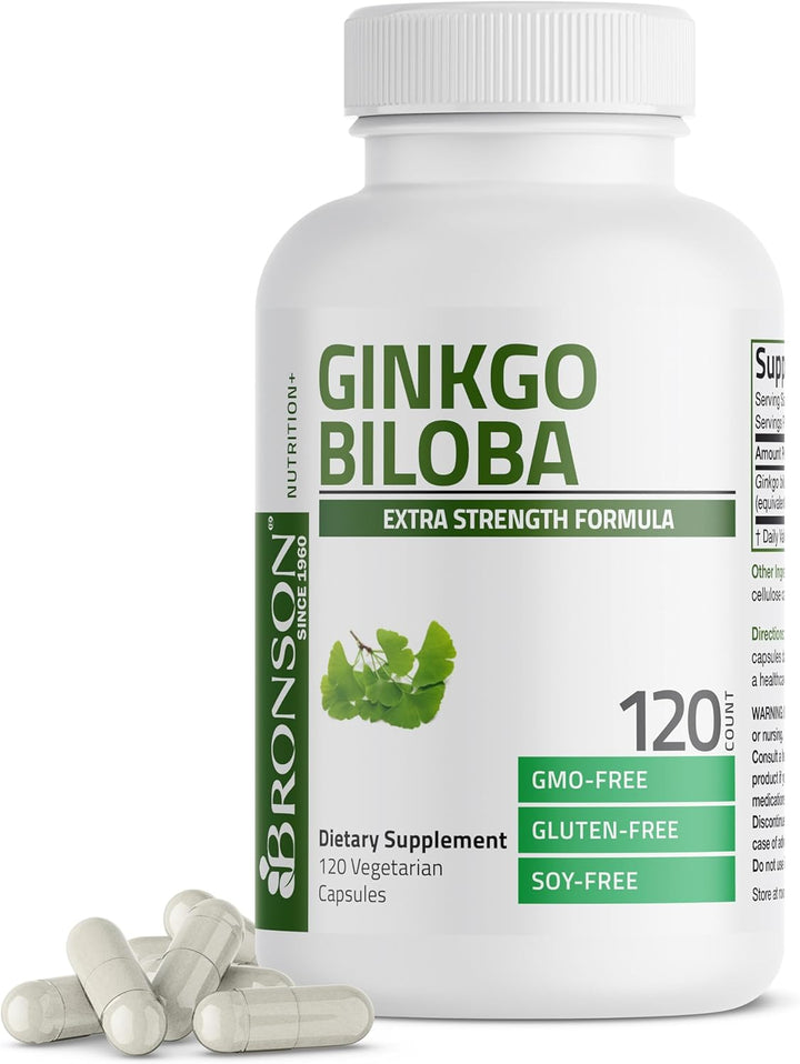 Bronson Ginkgo Biloba Extra Strength for Brain Function & Memory, 120 Capsules