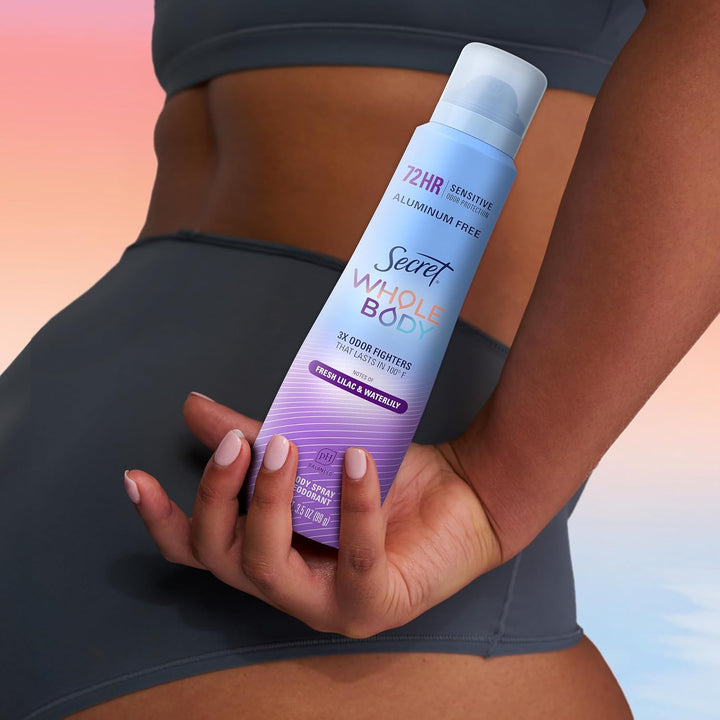 Secret Aluminum-Free Whole Body Deodorant Spray - 72hr Freshness, Fresh Lilac & Waterlily, 3.5 oz