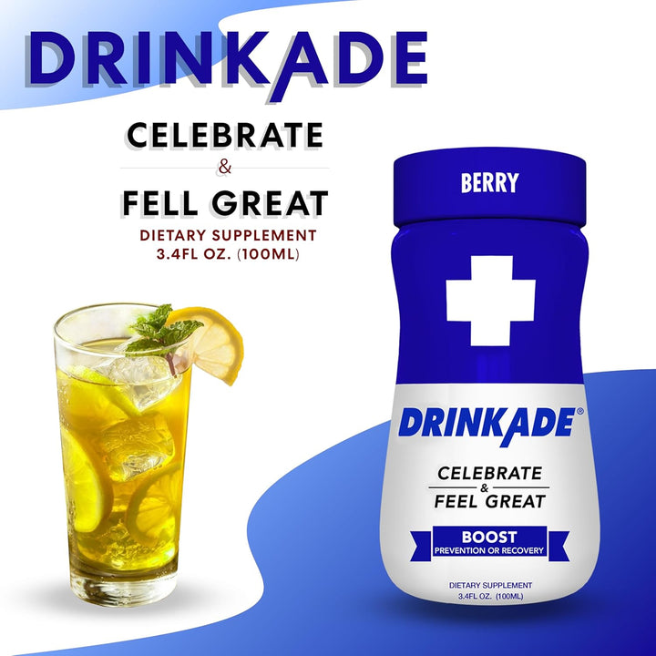 DrinkAde Boost – Hydration &Drinkade Energy Support Drink with Electrolytes, Green Tea & B Vitamins – Sugar-Free, Vegan – 6 Pack