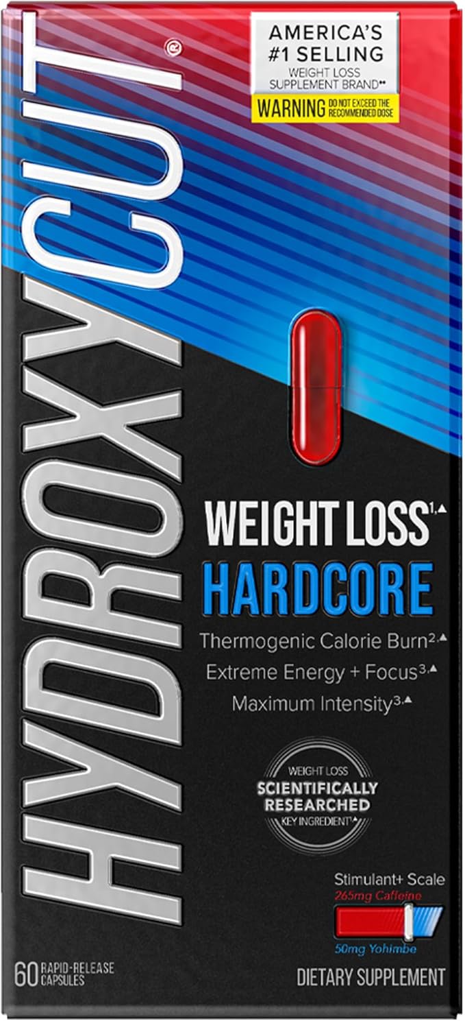 Hydroxycut Hardcore Thermogenic Energy & Focus Capsules – 60 Rapid-Release Capsules