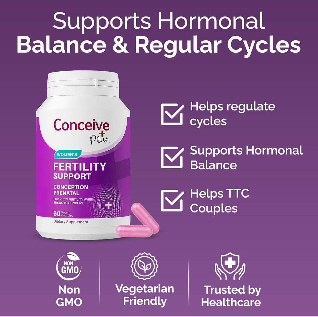 Conceive Plus Women’s Fertility Support – Prenatal Multivitamin for Conception, Folate, Zinc, Magnesium – Vegan, Non-GMO, 30 Day Supply
