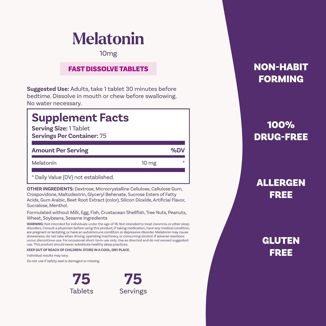 Natrol Melatonin 10mg Fast Dissolve Tablets – Strawberry Flavor – Vegetarian