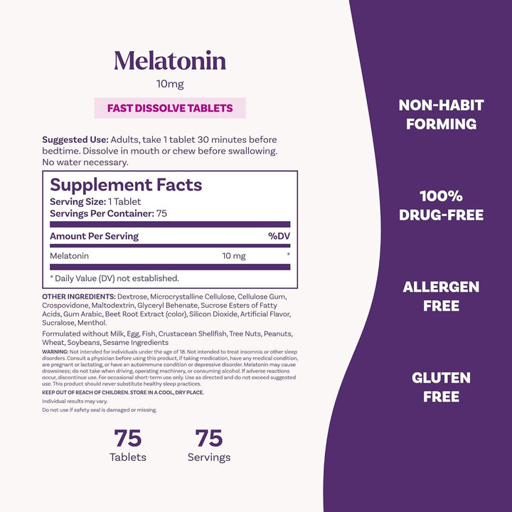 Natrol Melatonin 10mg Fast Dissolve Tablets – Strawberry Flavor – Vegetarian