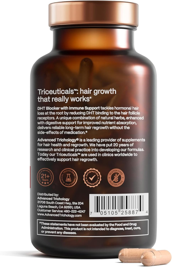 Advanced Trichology DHT Blocker Hair Growth Supplement – For Men & Women, Supports Thinning Hair & Scalp Health, Natural Formula, Vegetarian