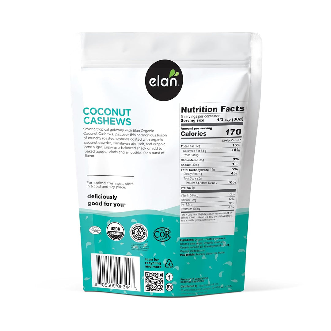Elan Organic Coconut Cashews | Organic, Vegan, Gluten-Free Snack