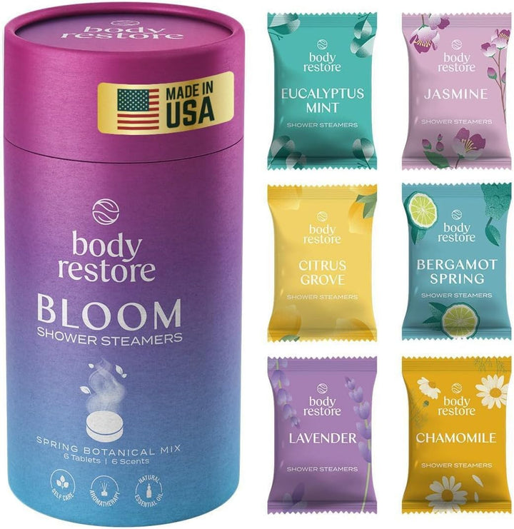 Body Restore Aromatherapy Shower Steamers – Bloom Botanical Blend, 6 Pack