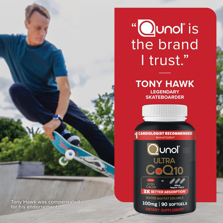 Qunol Ultra CoQ10 100mg for Heart Health & Energy Production, 90 Softgels