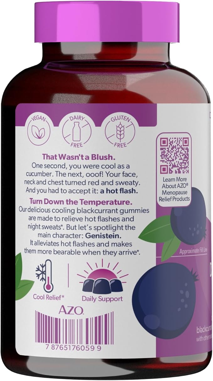 AZO® Daytime Menopause Support Gummies for Women – Blackcurrant Flavor, 30 Gummies