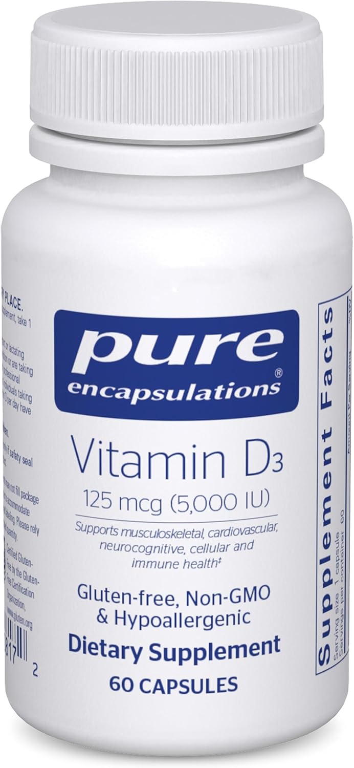 Pure Encapsulations Vitamin D3 125 mcg (5,000 IU) | Supports Bone, Joint, Heart, Colon & Immune Health |