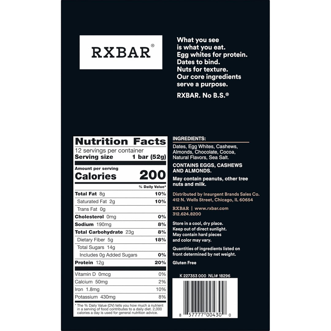 RXBAR protein bar with ingredients on a beige background