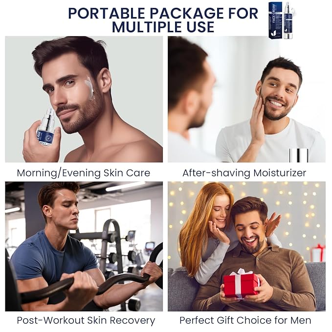 UTTSE 6-in-1 Men’s Moisturizer 50ml – Daily Face Cream with Caffeine & Vitamin B3 – For Dull, Puffy or Tired Skin