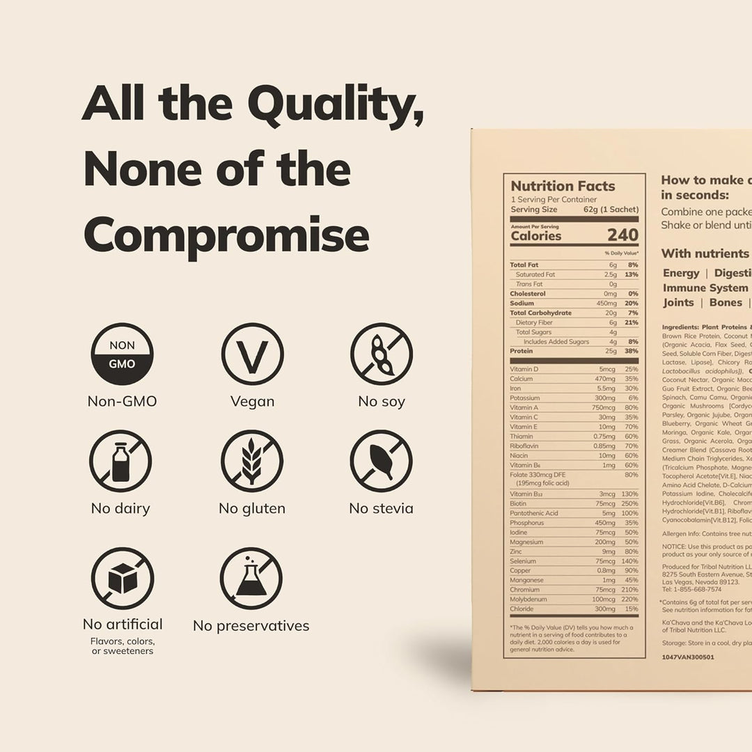 Ka’Chava Whole Body Meal Shake – Plant-Based Protein Powder with Superfoods & Greens – Vegan Meal Replacement with Probiotics & Enzymes