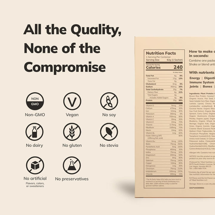 Ka’Chava Whole Body Meal Shake – Plant-Based Protein Powder with Superfoods & Greens – Vegan Meal Replacement with Probiotics & Enzymes