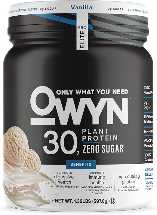 OWYN Pro Elite Vegan Protein Powder 30g Plant Protein – Vanilla – Zero Sugar – 12 Servings