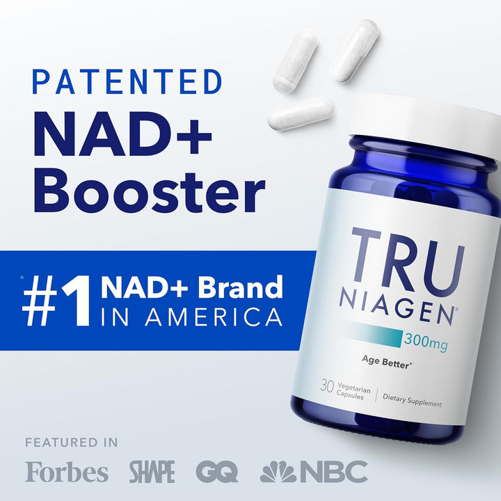 Tru Niagen Patented NAD+ Supplement Nicotinamide Riboside 300mg, 30 Servings