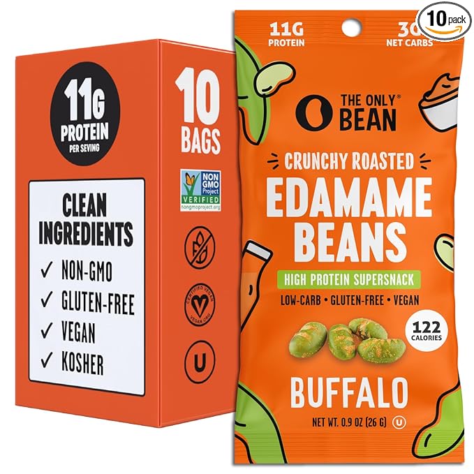 The Only Bean Crunchy Roasted Edamame Snacks – , 0.9oz (Pack of 10)