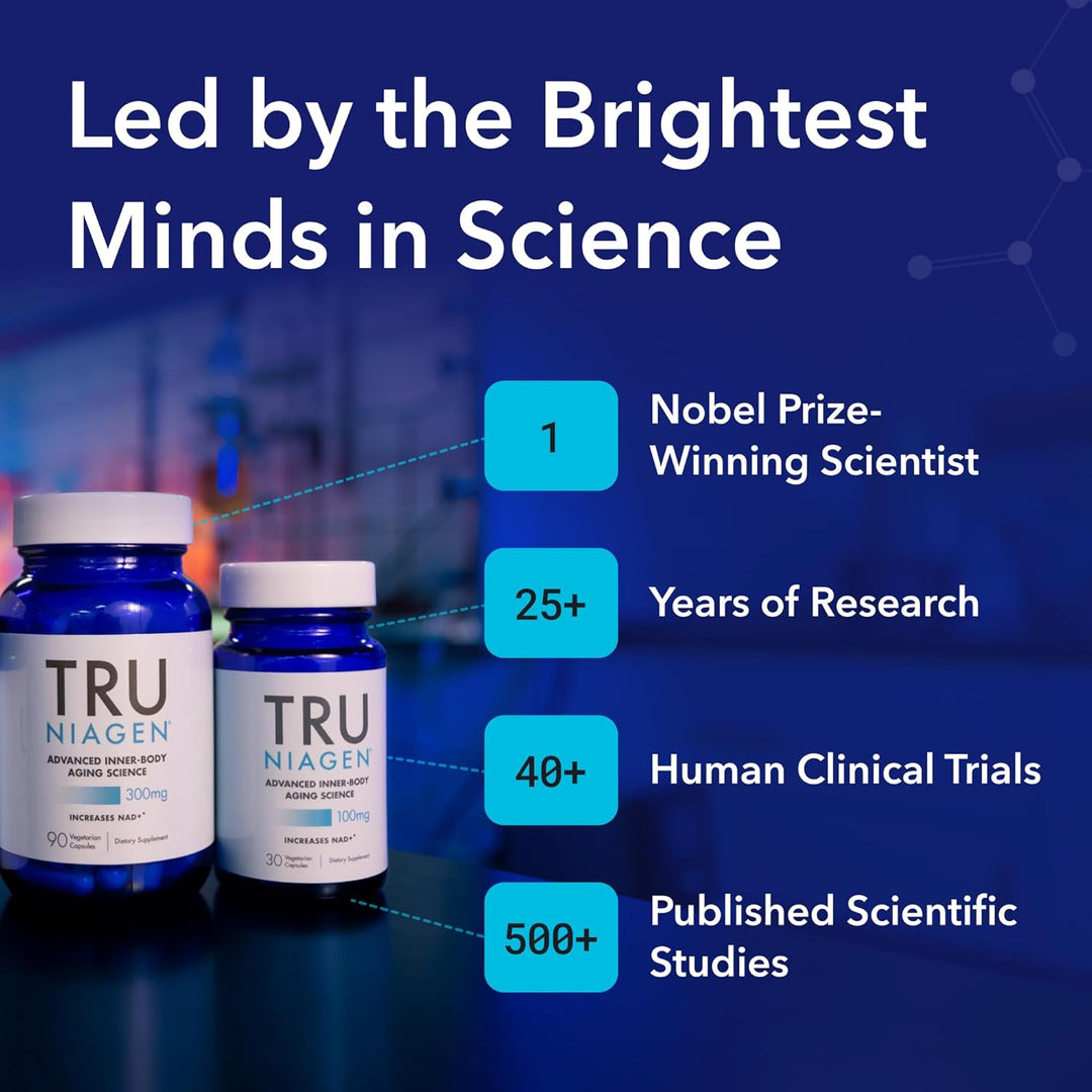 Tru Niagen Patented NAD+ Supplement Nicotinamide Riboside 300mg, 30 Servings